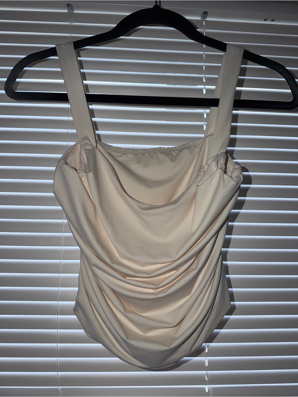 SHEIN Cream Draped Scoop Neck Sleeveless Top